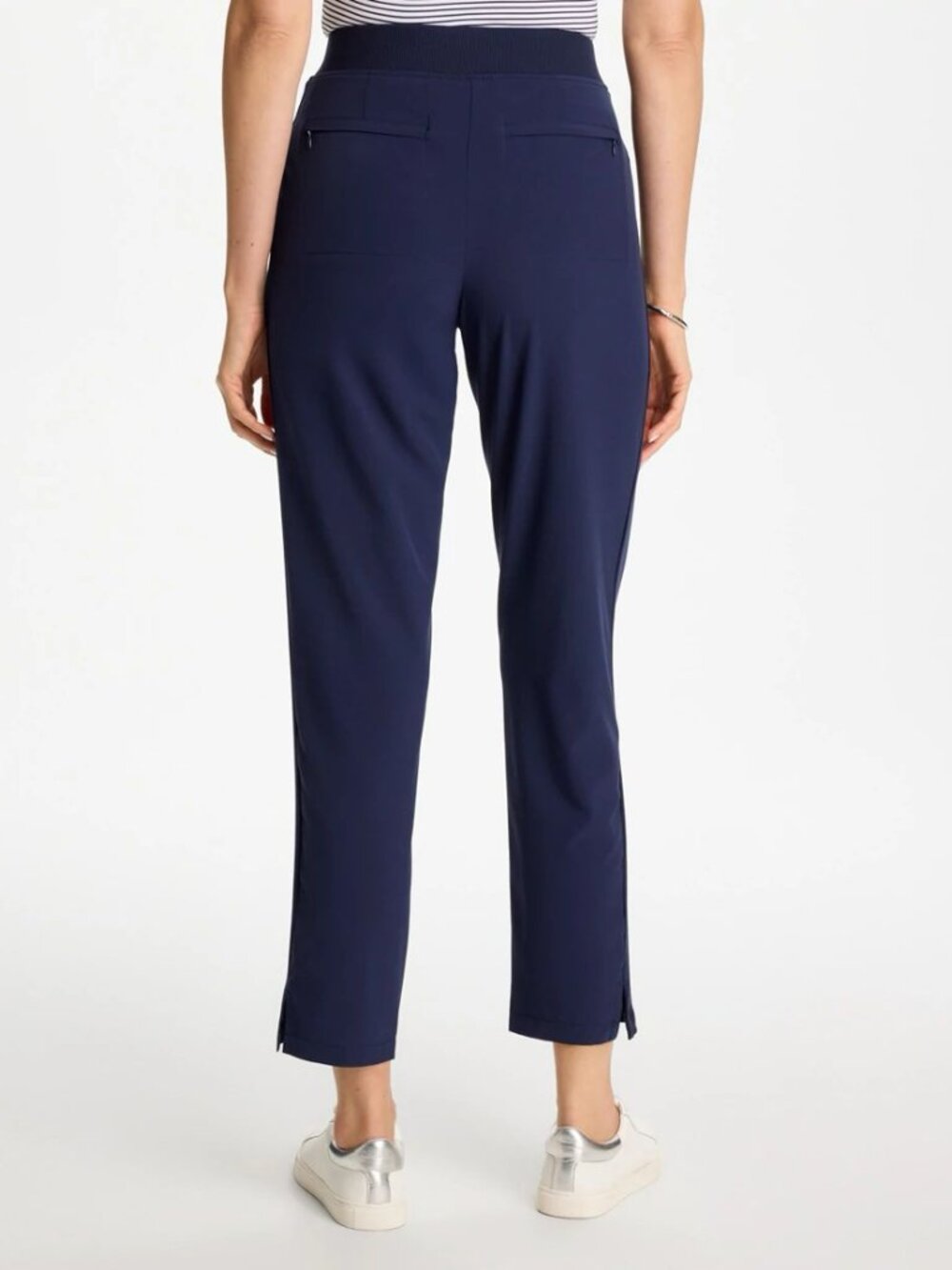 NWT Chico's | Zenergy UPF Rib Mix Ankle Pants Navy Blue Athleisure | Size US 10 - Picture 3 of 13